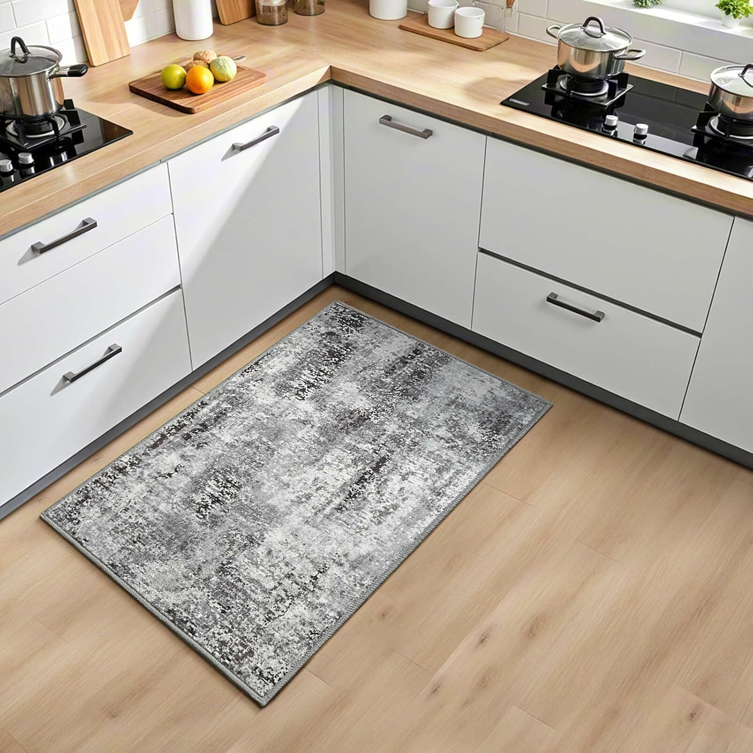 Dark Gray Washable Small Rugs - Image 2