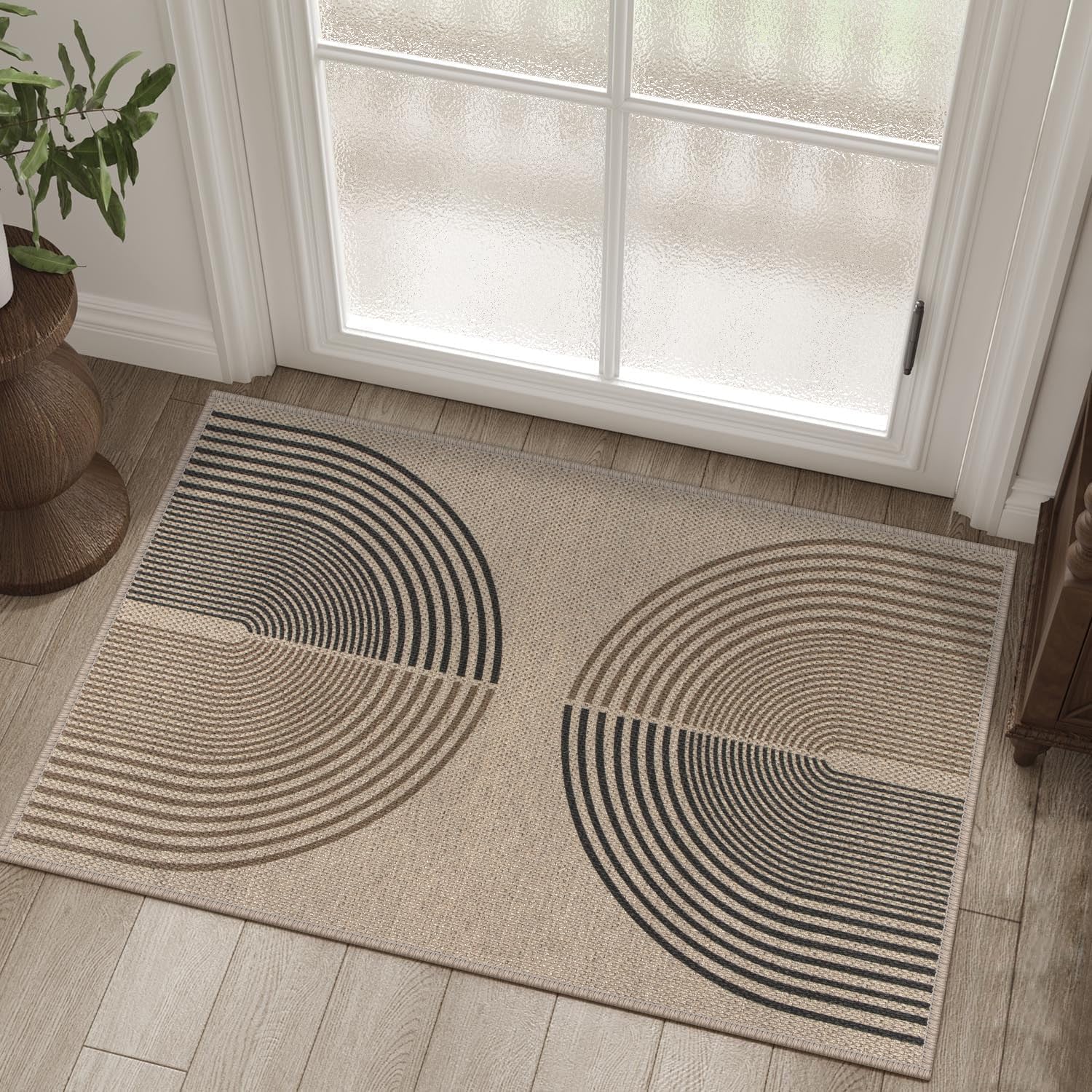 Rainbow-colored entryway rug