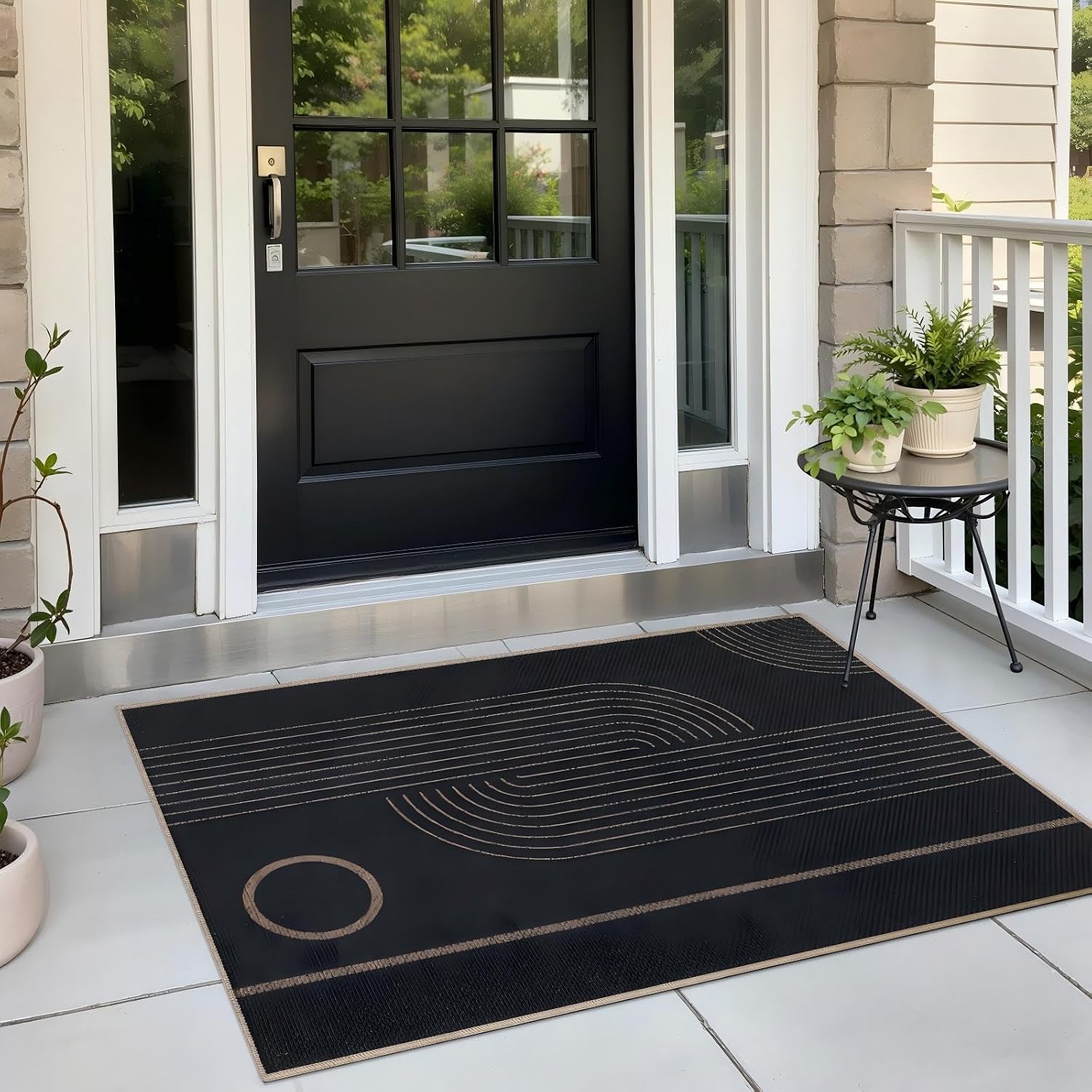 Black washable non-slip outdoor mat - Image 2
