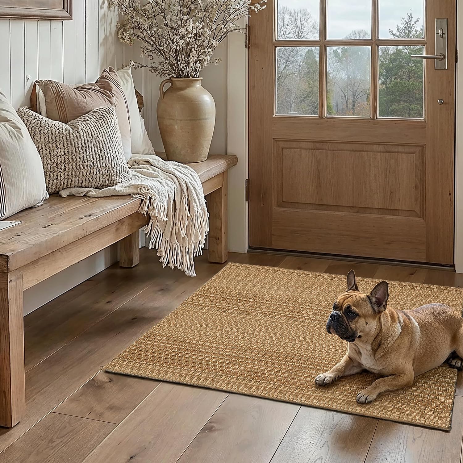 Textured washable entrance rug