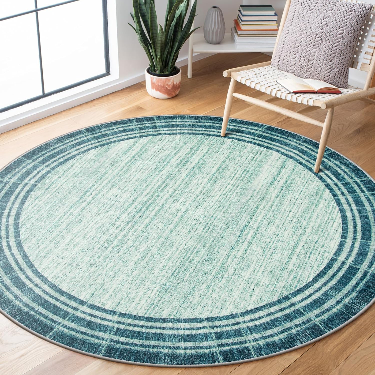 Abstract round entryway rug